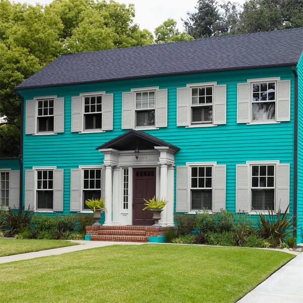 BEHR MARQUEE 1 gal. #MQ4-21 Caicos Turquoise One-Coat Hide Satin Enamel Interior Paint & Primer