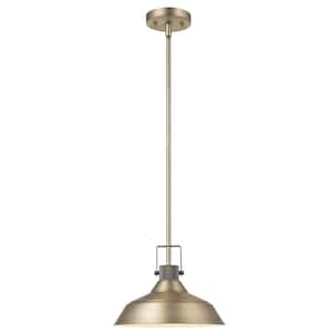 Sutton 1-Light Matte Brass Indoor Pendant Light with Textured Socket