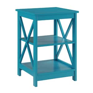 Oxford 15.75 in. Blue Standard Square MDF End Table with Shelves