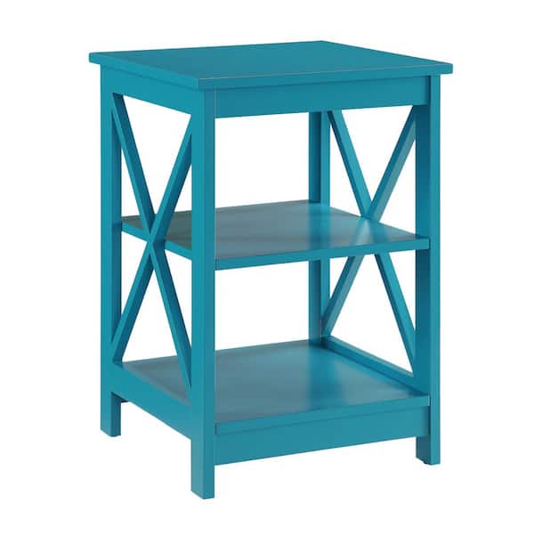 Convenience Concepts Oxford 15.75 in. Blue Standard Square MDF End Table with Shelves