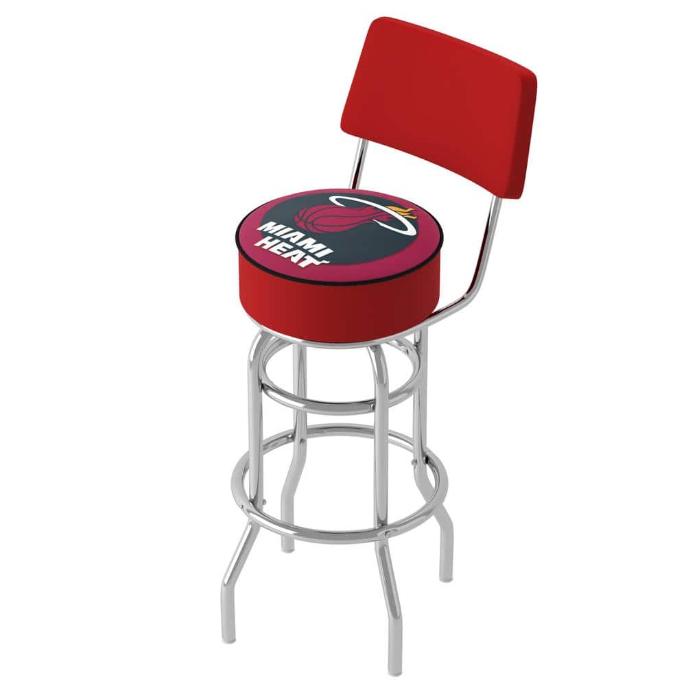 Miami Heat Logo 31 in. Red Low Back Metal Bar Stool with Vinyl Seat