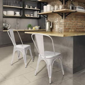 Metal Dining Chairs Set of 4 Indoor Outdoor Patio Chairs Stackable Kitchen Chairs with Back Restaurant Chair,