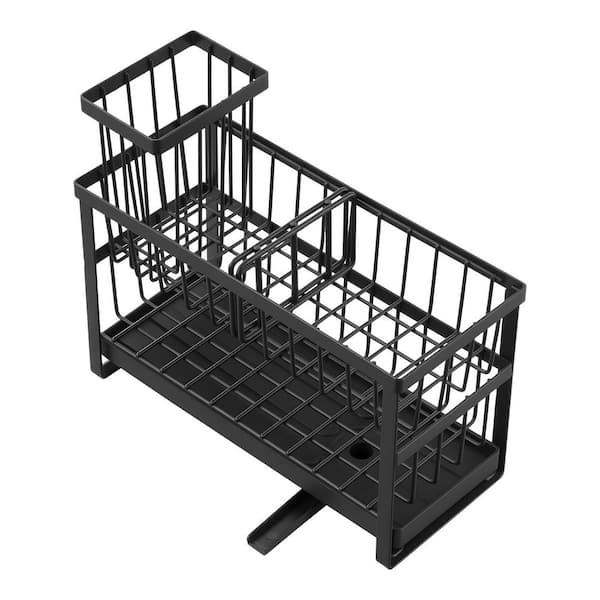 Kitchen Sink Caddy Organizer, Black, 4.02 in. D x 9.37 in. L, Heavy Duty, 2 Tier, Drawer and Shelf Liners (1 Pack)