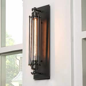 1-Light Black Industrial Wall Sconce Retro Wrought Iron Wall Light Fixtures for Indoor and Outdoor Wall Decor