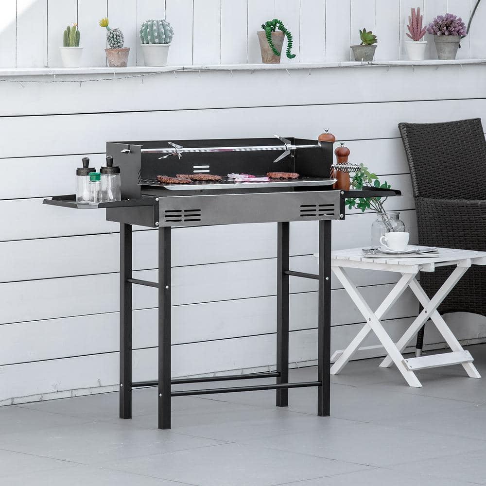 Stainless Steel Rotisserie Grill with Foldable Shelves