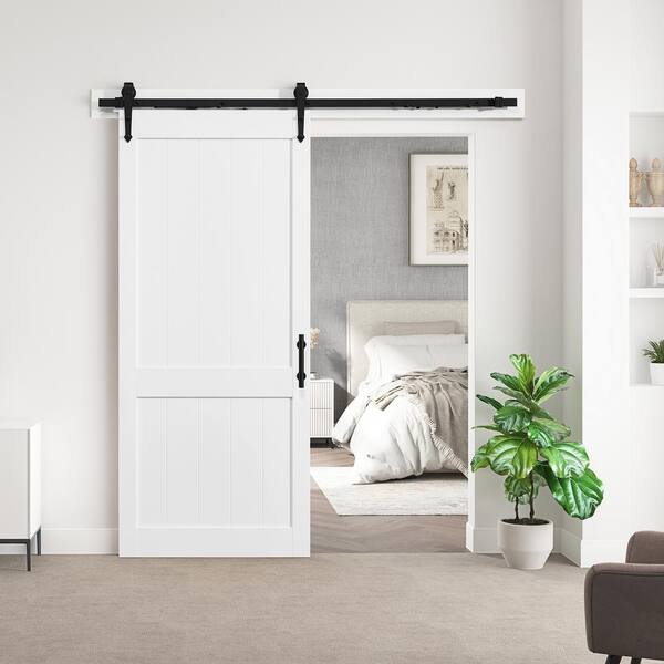OVE Decors Dorian 36 in. x 84 in. Textured White Double Sliding Barn Door  with Solid Core and Victorian Soft Close Hardware Kit 15DKB-SHD336-10 - The  Home Depot
