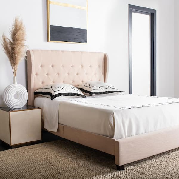 SAFAVIEH Blanchett Light Beige Queen Upholstered Bed