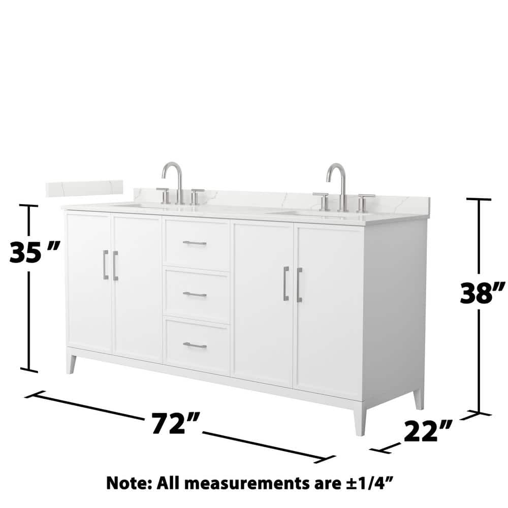 Elan 72" White Double Basin Vanity with Giotto Quartz Top
