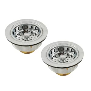 3-1/2 in. Post Style Kitchen Sink Basket Strainer in Polished Nickel (2-Pack)