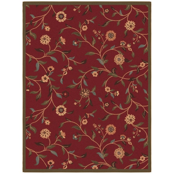 Ottohome Collection Non-Slip Rubberback Medallion 2x5 Indoor Runner Rug, 1 ft. 8 in. x 4 ft. 11 in., Dark Red