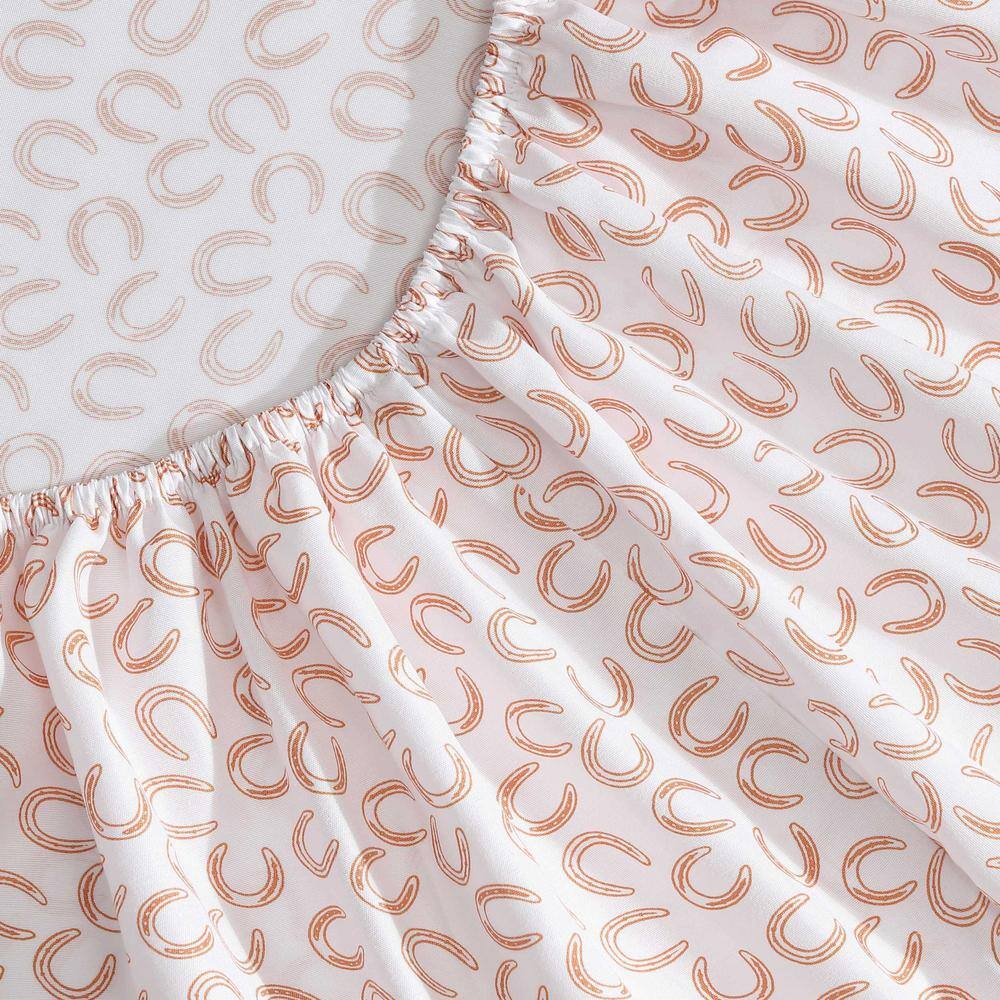King Orange Horseshoe Print Microfiber Sheet Set