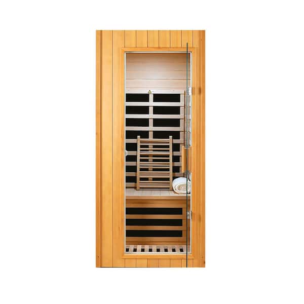 1-Person Indoor Hemlock Infrared Sauna with 5 Far-Infrared Carbon Heaters