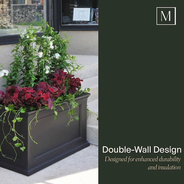 Mayne Fairfield 20 in. x 36 in. Self-Watering Black Polyethylene