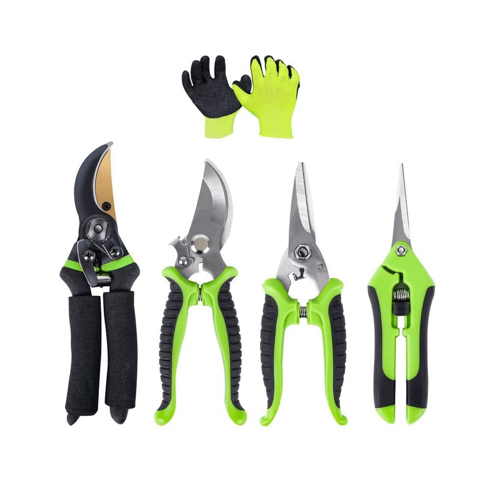 4 Pack Pruning Shears Titanium Steel Blade Ergonomic Handle with Gardening Gloves for Trees and Plants price history on PriceWatchPro