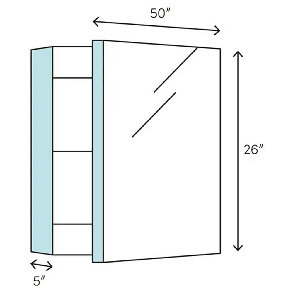 Senza 49" Wide Frameless Mirrored Bathroom Medicine Cabinet