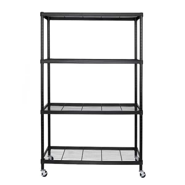 4-Tier Steel Wire Shelving Unit in Black (36 in. W x 54 in. H x 14 in. D)