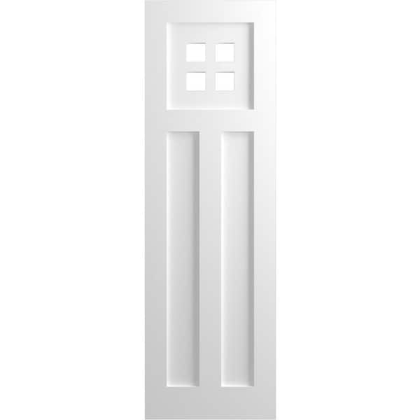 Ekena Millwork 18 in. x 59 in. True Fit PVC San Antonio Mission Style Fixed Mount Flat Panel Shutters Pair in Unfinished
