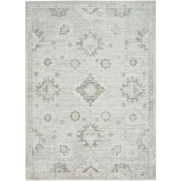 Nourison Astra Machine Washable Ivory 4 ft. x 6 ft. Distressed Traditional Area Rug