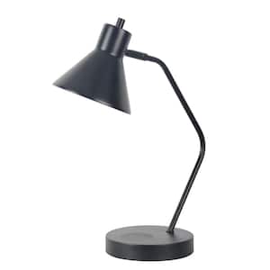 19 in. Black Task Lamp with Wireless and USB Charging Station