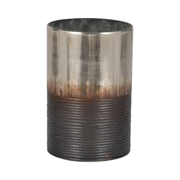 Liv & Skye 9 in. Silver Glass Metallic Two-Tone Decorative Vase