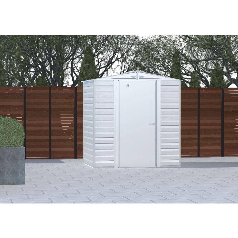 Flute Grey 6x5 Galvanized Steel Storage Shed with Swing Doors