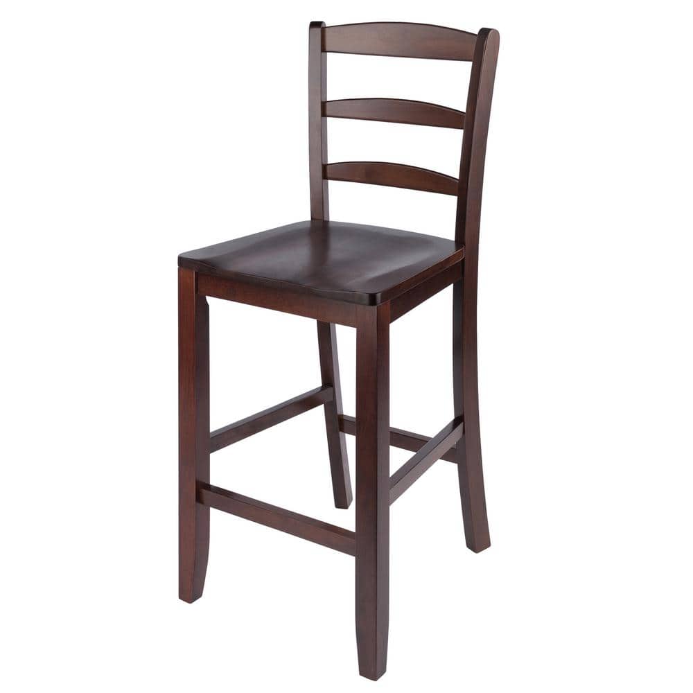 Benjamin Walnut Ladder-Back Wood Counter Stools, Set of 2