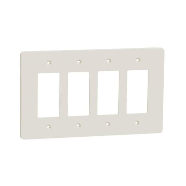 Square D X Series 4-Gang Mid Size Plus Wall Plate Cover Decorator/Rocker Matte Light Almond