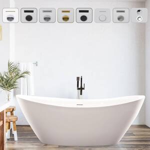 Wyndham Collection Carissa 71 Freestanding Bathtub in White with Brushed Nickel Drain and Overflow Trim