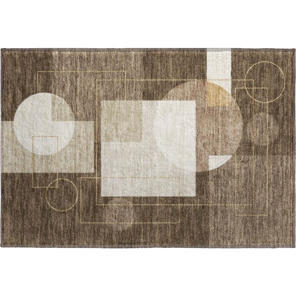 Mayfield Premium Machine Washable Abstract AMF2500 Chocolate 2 ft. x 3 ft. Accent Rug