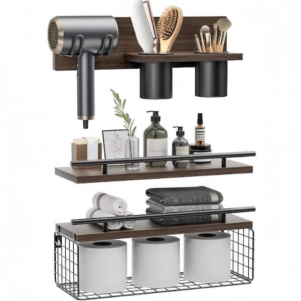 15.7 in. W x 5.9 in. H x 6 in. D Wood Rectangular Shelf in Brown