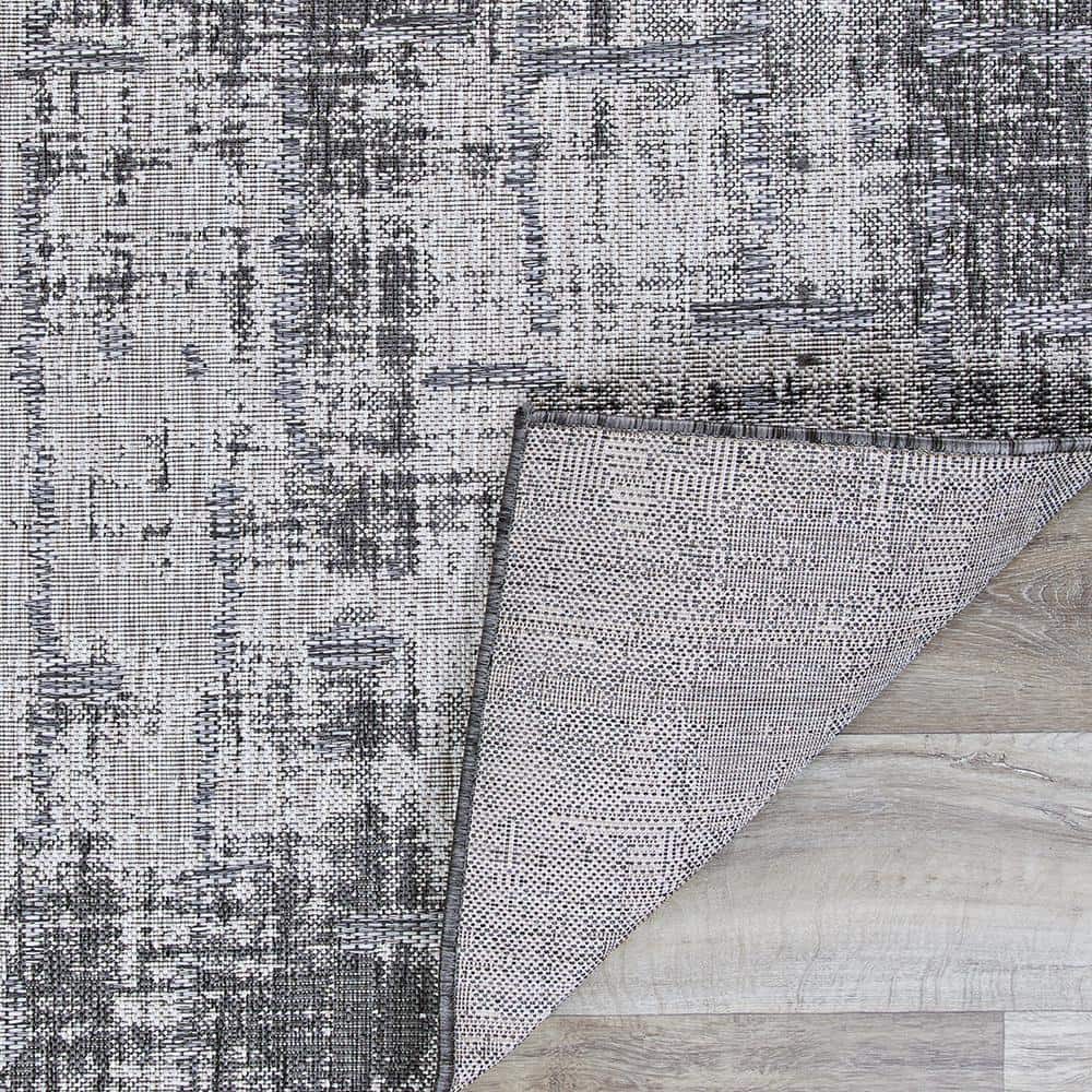 Charm Anthracite-Light Grey Flat Woven Reversible Area Rug 6 x 9