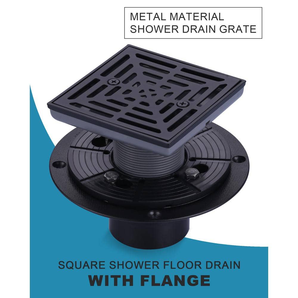 4.5 Inch Matte Black Stainless Steel Square Floor Drain