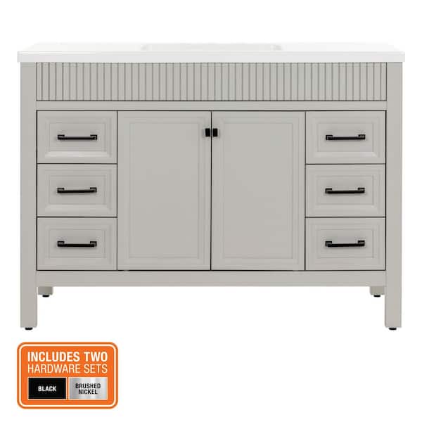 Foxglade 49 in. Single Sink Light Gray Bath Vanity with White Cultured Marble Top (Assembled)