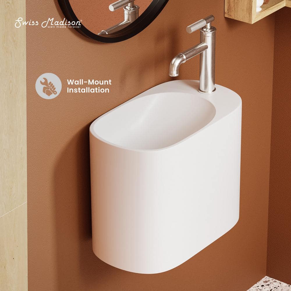 Terre Matte White Ceramic Wall-Mount Bathroom Sink