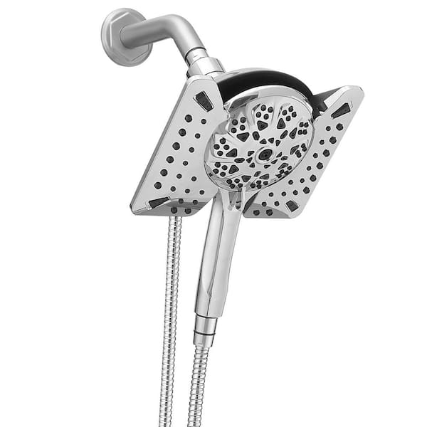 BWE 10-Spray Wall Mount Dual Shower Head and Handheld Shower Head Shower Faucet 1.8 GPM in Polished Chrome