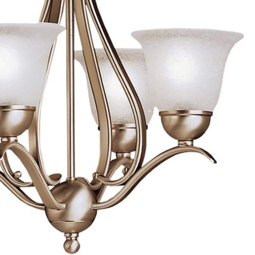 Dover Brushed Nickel 4-Light Mini Chandelier with Etched Glass