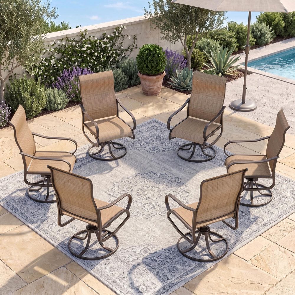 Black Swivel Textilene Metal Patio Outdoor Dining Chair Set of 6 price history on PriceWatchPro