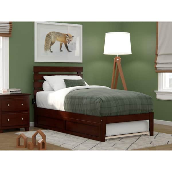 AFI Oxford Walnut Twin Bed with USB Turbo Charger and Twin Trundle