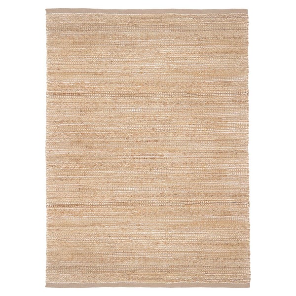 Unbranded Cream/Ivory 5 ft. x 7 ft. 9 in. Area Rug Jute Blend Striped LR03302