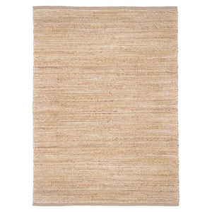 Cream/Ivory 5 ft. x 7 ft. 9 in. Area Rug Jute Blend Striped LR03302