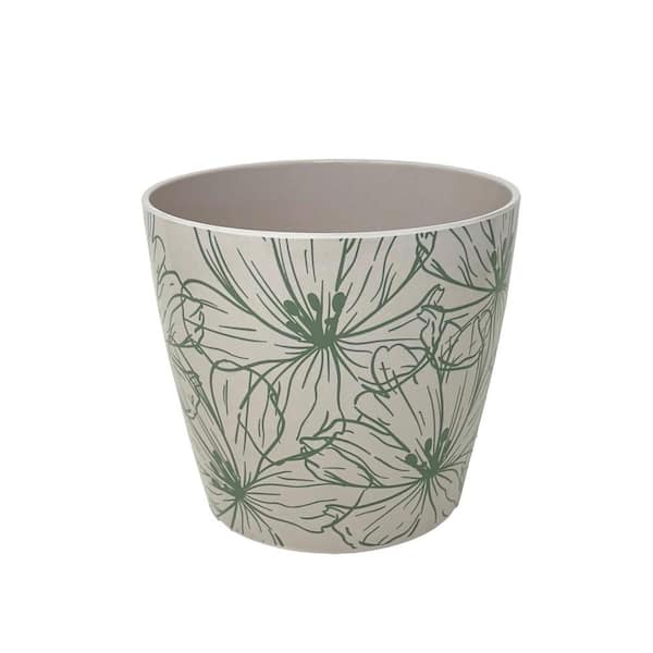 Unbranded 7 in. Green Flower Round Self-Watering Bamboo Pot