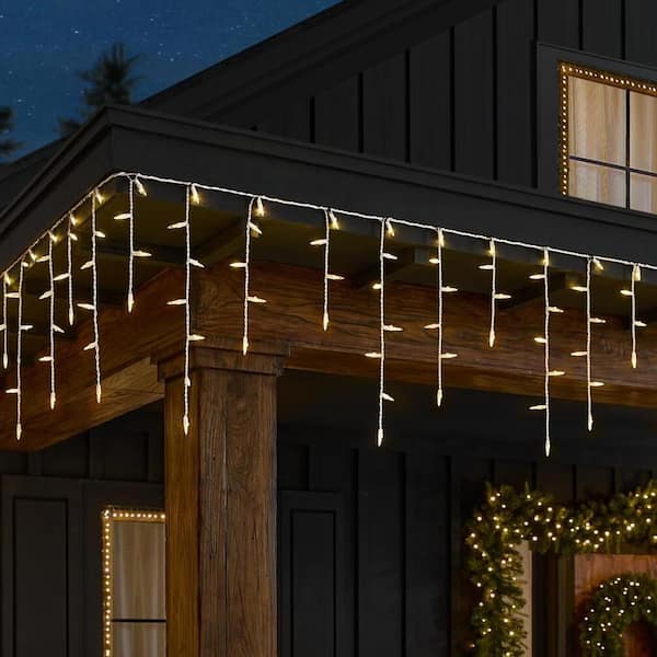 200 Count Warm White Mini Twinkling LED Icicle Lights