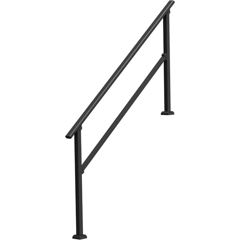 Outdoor Stair Handrail Kit for 5 Steps, Carbon Steel Railing, Square Tube, for Concrete Steps, Porch & Deck, Black price history on PriceWatchPro