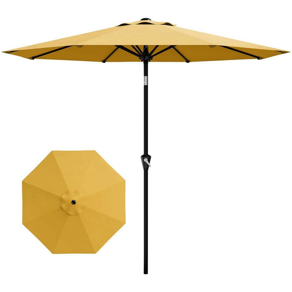 9 ft. Patio Umbrella, 8-Rib Round Market Table Umbrella with Hand Crank Lift and Push Button Tilt in Yellow price history on PriceWatchPro