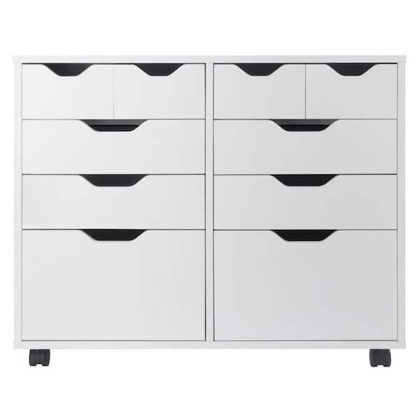 WINSOME WOOD Halifax White Cabinet with 4 Small and 4 Medium