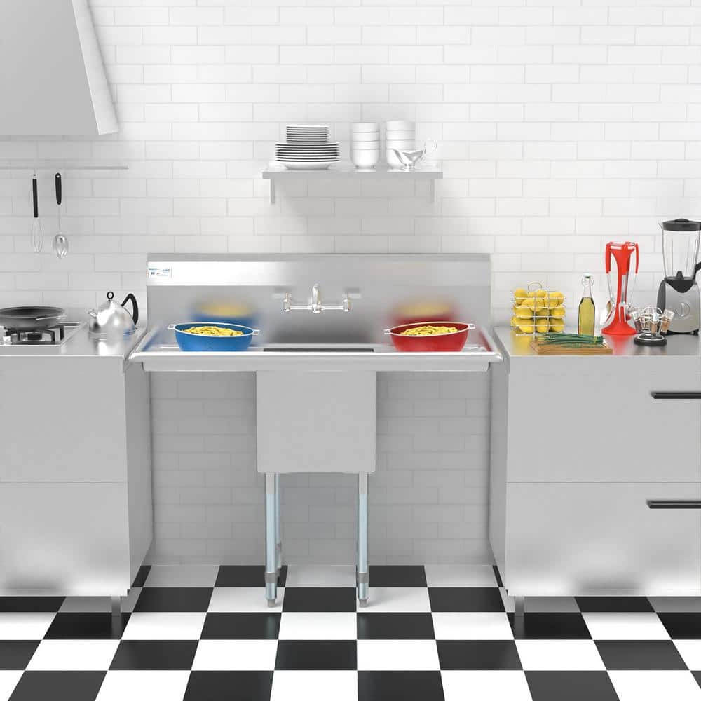 Stainless Steel Commercial Kitchen Prep Sink with Dual Drainboards