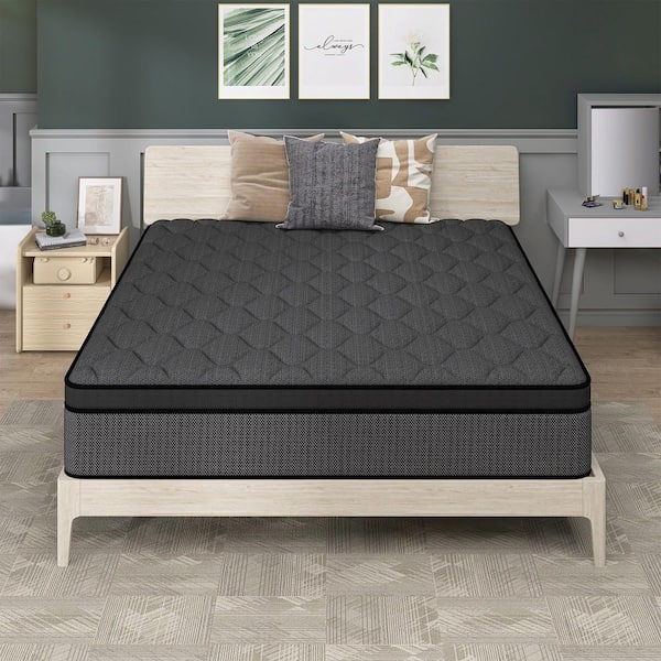 Gray Queen Medium Hybrid 12 in. Bed-in-a-Box Mattress with Certipur-US Certified Memory Foam & Pocket Springs