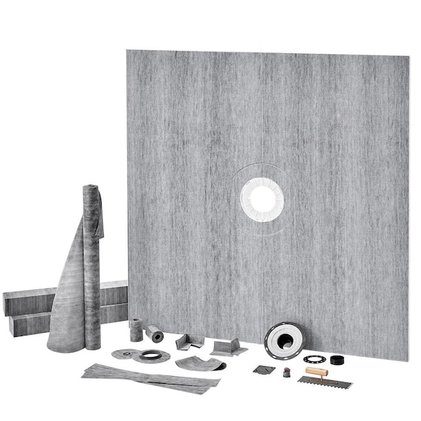 Shower Curb Kit, 72 in. x 72 in. Shower Kit with PVC Flange Shower Pan Kit 4 in. Stainless Steel Grate