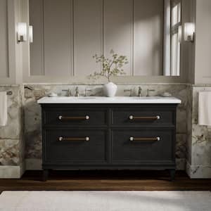 Artifacts 60 in. Double Sink Bath Vanity Cabinet without Top in Carbon Oak