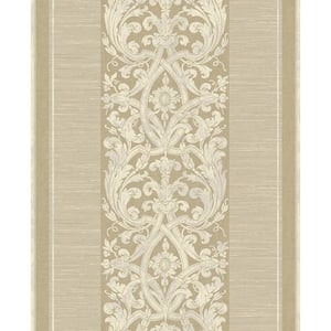Damask Striped Gold Paper Non Pasted Strippable Wallpaper Roll (Cover 56.05 sq. ft.)